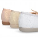 METAL canvas Ballet flat shoes with adjustable ribbon.