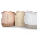 METAL canvas Ballet flat shoes with adjustable ribbon.