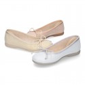 METAL canvas Ballet flat shoes with adjustable ribbon.