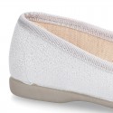 METAL canvas Ballet flat shoes with adjustable ribbon.