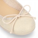 METAL canvas Ballet flat shoes with adjustable ribbon.