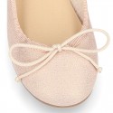 METAL canvas Ballet flat shoes with adjustable ribbon.