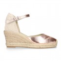 METAL Nappa leather Women edge espadrille shoes.