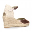 METAL Nappa leather Women edge espadrille shoes.