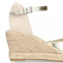 METAL Nappa leather Women edge espadrille shoes.