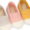 Cotton canvas Sneaker shoes GYM style with toe cap.