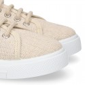 METAL LINEN canvas Girl Sneaker shoes.