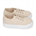 METAL LINEN canvas Girl Sneaker shoes.