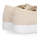 METAL LINEN canvas Girl Sneaker shoes.