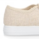 METAL LINEN canvas Girl Sneaker shoes.