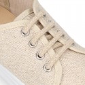 METAL LINEN canvas Girl Sneaker shoes.