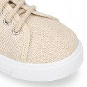 METAL LINEN canvas Girl Sneaker shoes.