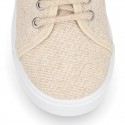 METAL LINEN canvas Girl Sneaker shoes.