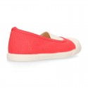 Cotton canvas Sneaker shoes GYM style with toe cap in fashion colors.