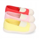 Cotton canvas Sneaker shoes GYM style with toe cap in fashion colors.