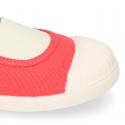 Cotton canvas Sneaker shoes GYM style with toe cap in fashion colors.