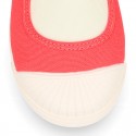 Cotton canvas Sneaker shoes GYM style with toe cap in fashion colors.