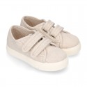 RECYCLED COTTON canvas kids tennis shoes laceless to dress.