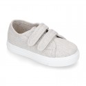 RECYCLED COTTON canvas kids tennis shoes laceless to dress.