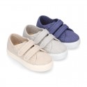 RECYCLED COTTON canvas kids tennis shoes laceless to dress.