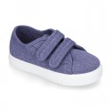 RECYCLED COTTON canvas kids tennis shoes laceless to dress.