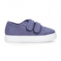 RECYCLED COTTON canvas kids tennis shoes laceless to dress.