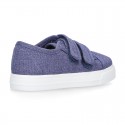 RECYCLED COTTON canvas kids tennis shoes laceless to dress.