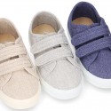 RECYCLED COTTON canvas kids tennis shoes laceless to dress.