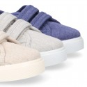 RECYCLED COTTON canvas kids tennis shoes laceless to dress.