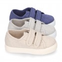 RECYCLED COTTON canvas kids tennis shoes laceless to dress.