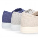 RECYCLED COTTON canvas kids tennis shoes laceless to dress.