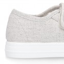 RECYCLED COTTON canvas kids tennis shoes laceless to dress.