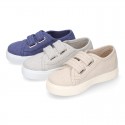 RECYCLED COTTON canvas kids tennis shoes laceless to dress.