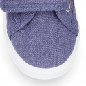 RECYCLED COTTON canvas kids tennis shoes laceless to dress.