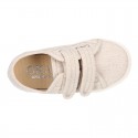 RECYCLED COTTON canvas kids tennis shoes laceless to dress.