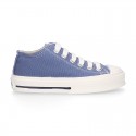 Cotton canvas OKAA Sneaker shoes with shoelaces and with toe cap in trendy colors.