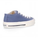 Cotton canvas OKAA Sneaker shoes with shoelaces and with toe cap in trendy colors.