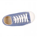 Cotton canvas OKAA Sneaker shoes with shoelaces and with toe cap in trendy colors.