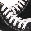 BLACK Cotton canvas High Sneaker shoes with shoelaces and with toe cap.