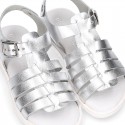 METAL leather sandals with buckle fastening and SUPER FLEXIBLE soles.