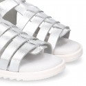 METAL leather sandals with buckle fastening and SUPER FLEXIBLE soles.