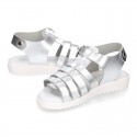 METAL leather sandals with buckle fastening and SUPER FLEXIBLE soles.