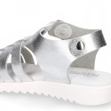 METAL leather sandals with buckle fastening and SUPER FLEXIBLE soles.