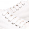 White Cotton canvas OKAA Sneaker shoes with shoelaces and toe cap.