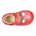 Little MOUSE soft leather Mary Janes with hook and loop strap.