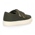 RECYCLED COTTON canvas kids tennis shoes laceless to dress in trendy colors.