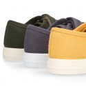 RECYCLED COTTON canvas kids tennis shoes laceless to dress in trendy colors.