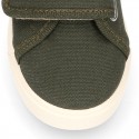 RECYCLED COTTON canvas kids tennis shoes laceless to dress in trendy colors.