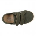 RECYCLED COTTON canvas kids tennis shoes laceless to dress in trendy colors.