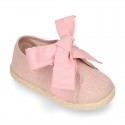 LINEN canvas Sneaker shoes espadrille style in pastel colors.